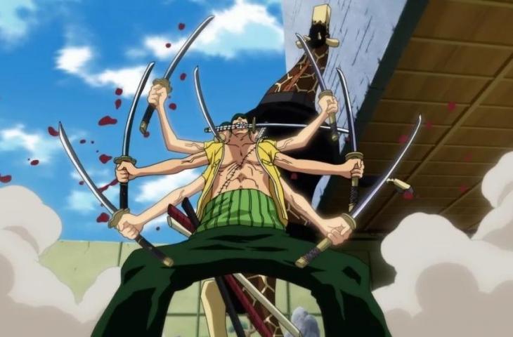 One Piece--Roronoa Zoro menggunakan Ashura: Ichibugin.(Fandom)