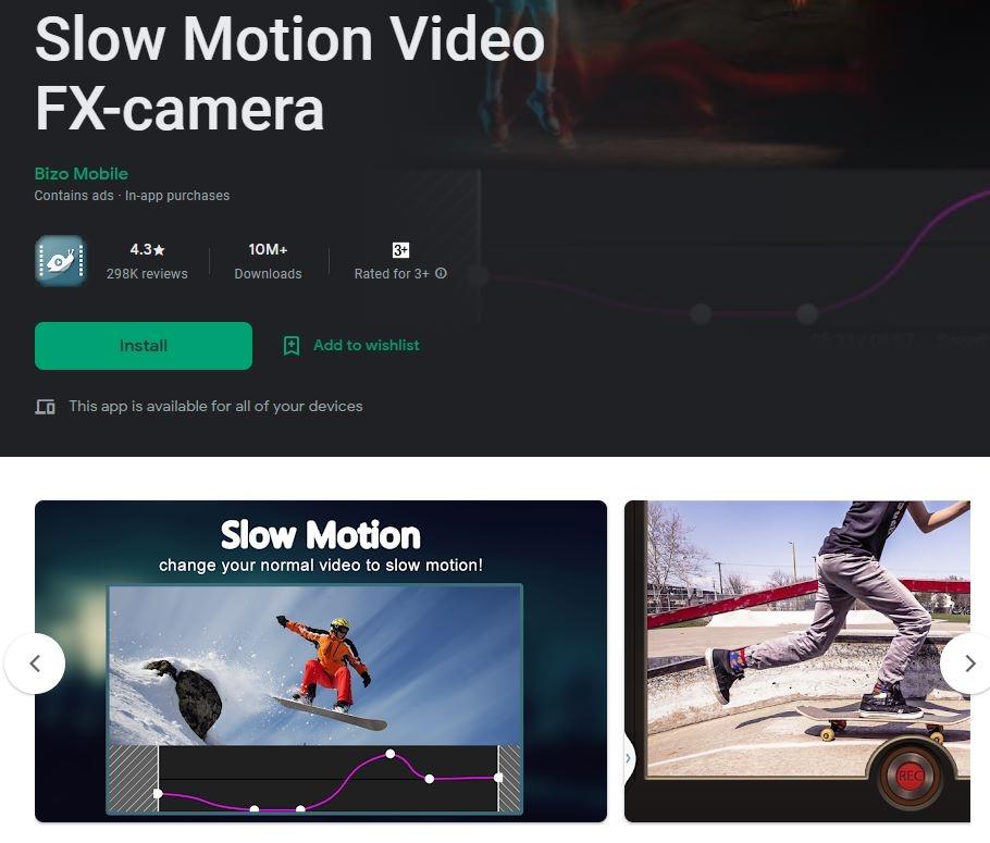 Aplikasi Video Slow Motion - Kamera video gerak lambat FX.  (Google Play Store)