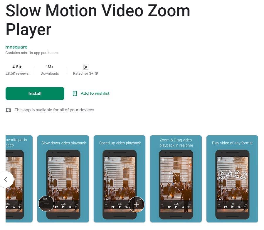 Aplikasi Video Slow Motion - Pemutar zoom video gerakan lambat.  (Google Play Store)