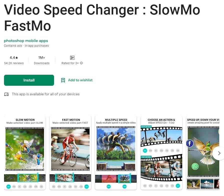 Aplikasi Video Slow Motion - Konverter Kecepatan Video - SlowMo FastMo.  (Google Play Store)