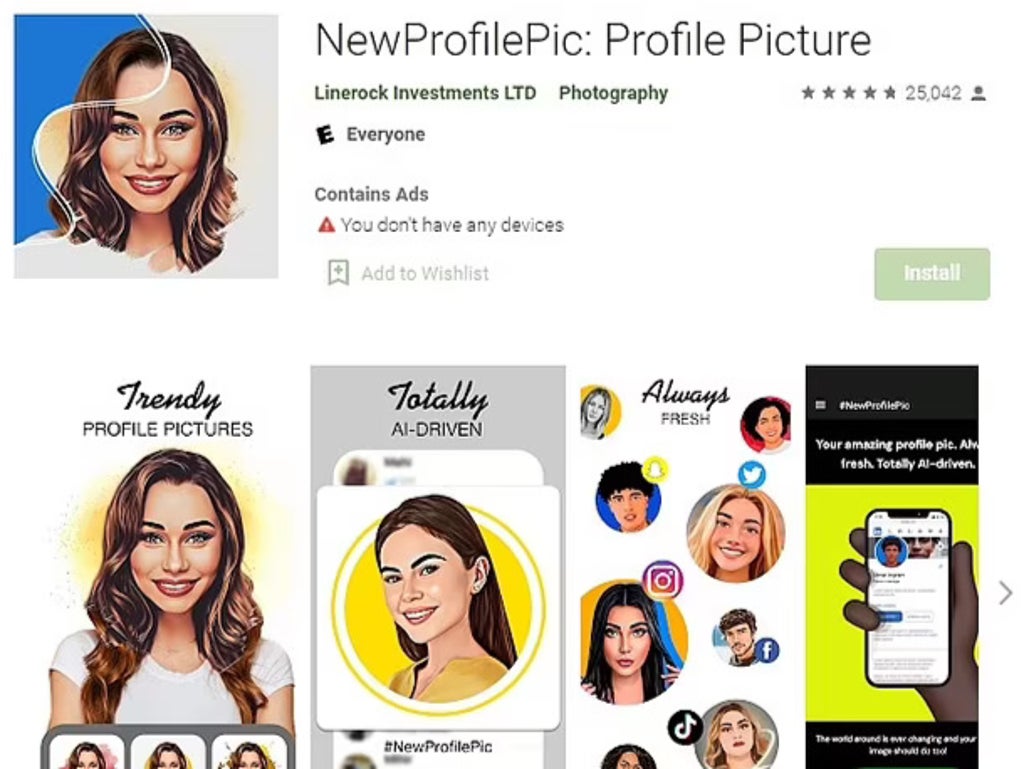 Peringatan atas aplikasi Pic Profil Baru yang awalnya terdaftar di Rusia dan mengumpulkan banyak data pribadi