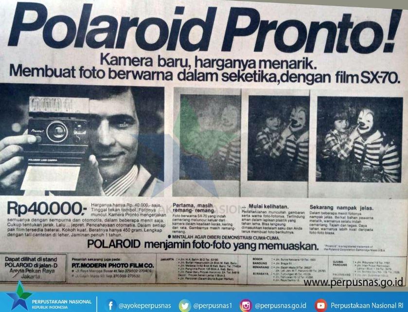 Iklan kamera antik dari tahun 1970-an.  (Facebook/Perpustakaan Nasional)