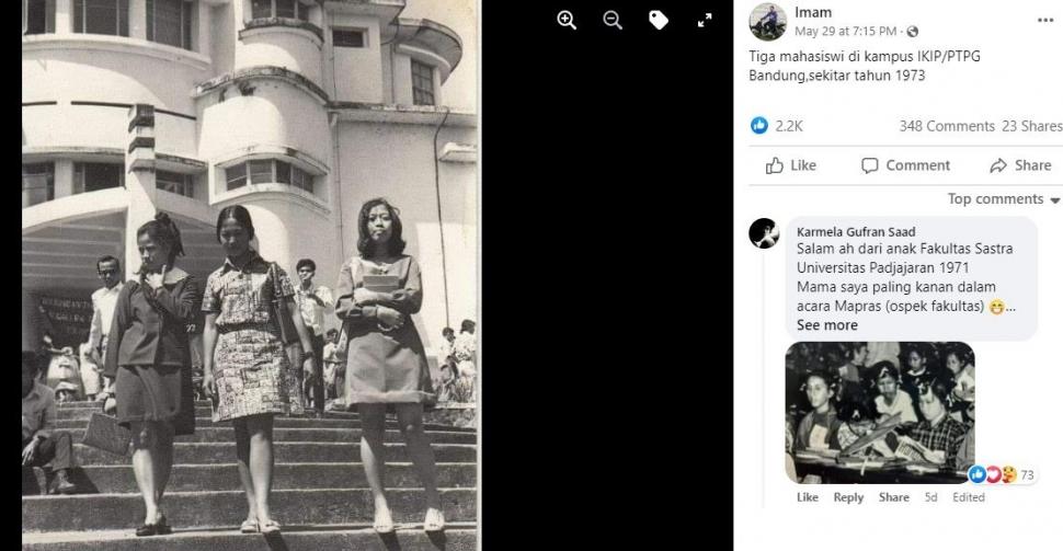 Foto lama mahasiswa tahun 1970-an ini mencuri perhatian netizen.  (Facebook/Imam dari Indonesia TEMPOE DOELOE)
